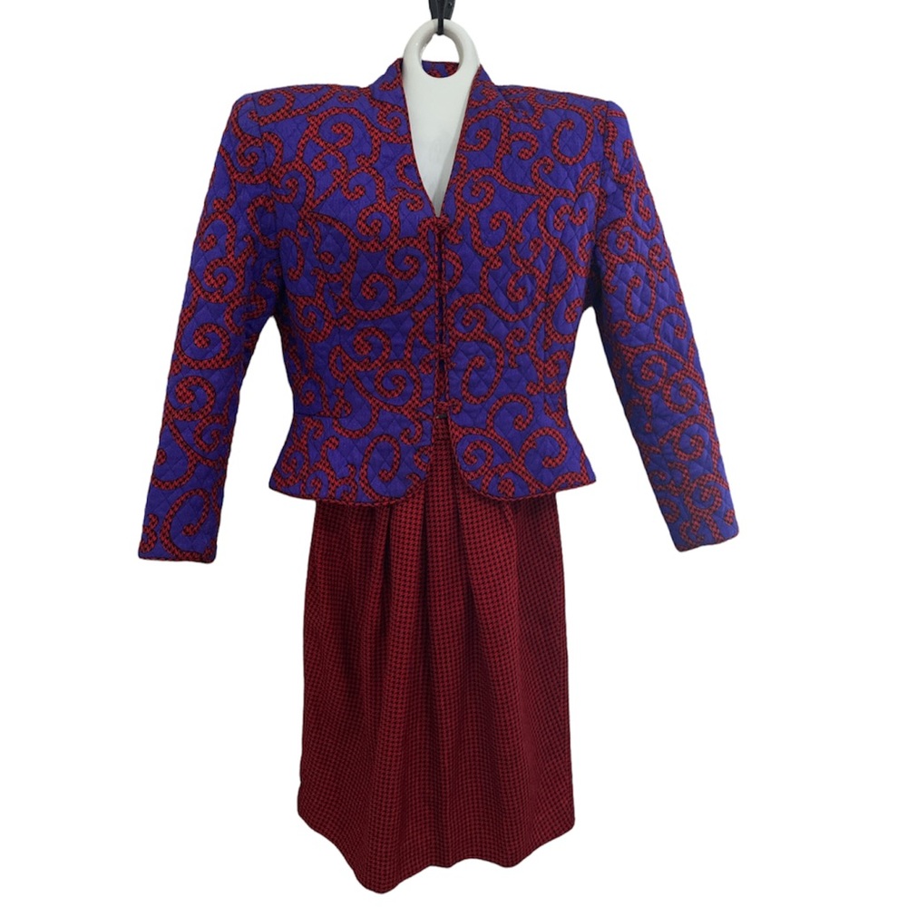Vintage Saks Fifth Avenue Richard Warren quilted peplum skirt suit